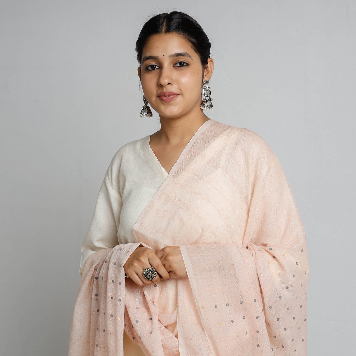 Phulia Bengal Jamdani Handloom Pure Cotton Dupatta Online at iTokri.com