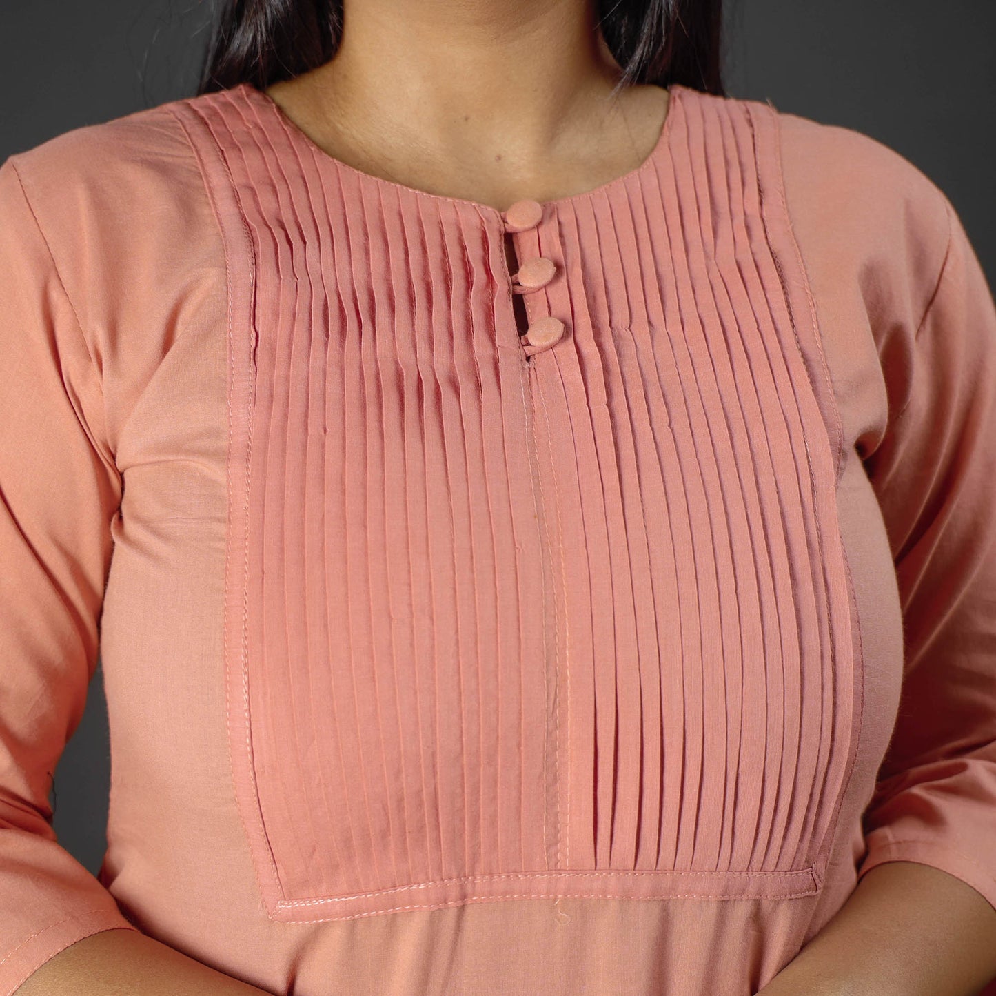 Plain Cotton Pintuck Long Kurta