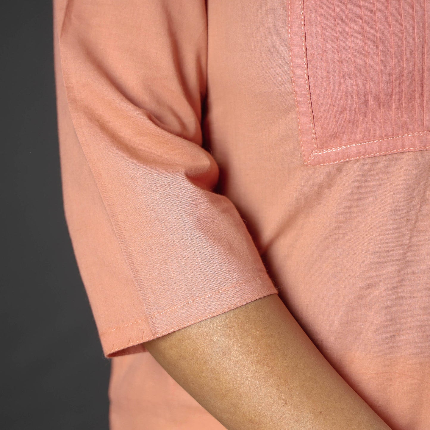 Plain Cotton Pintuck Long Kurta