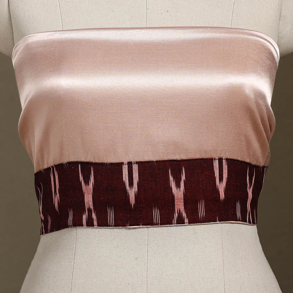 Peach Plain Mashru Silk Blouse Piece