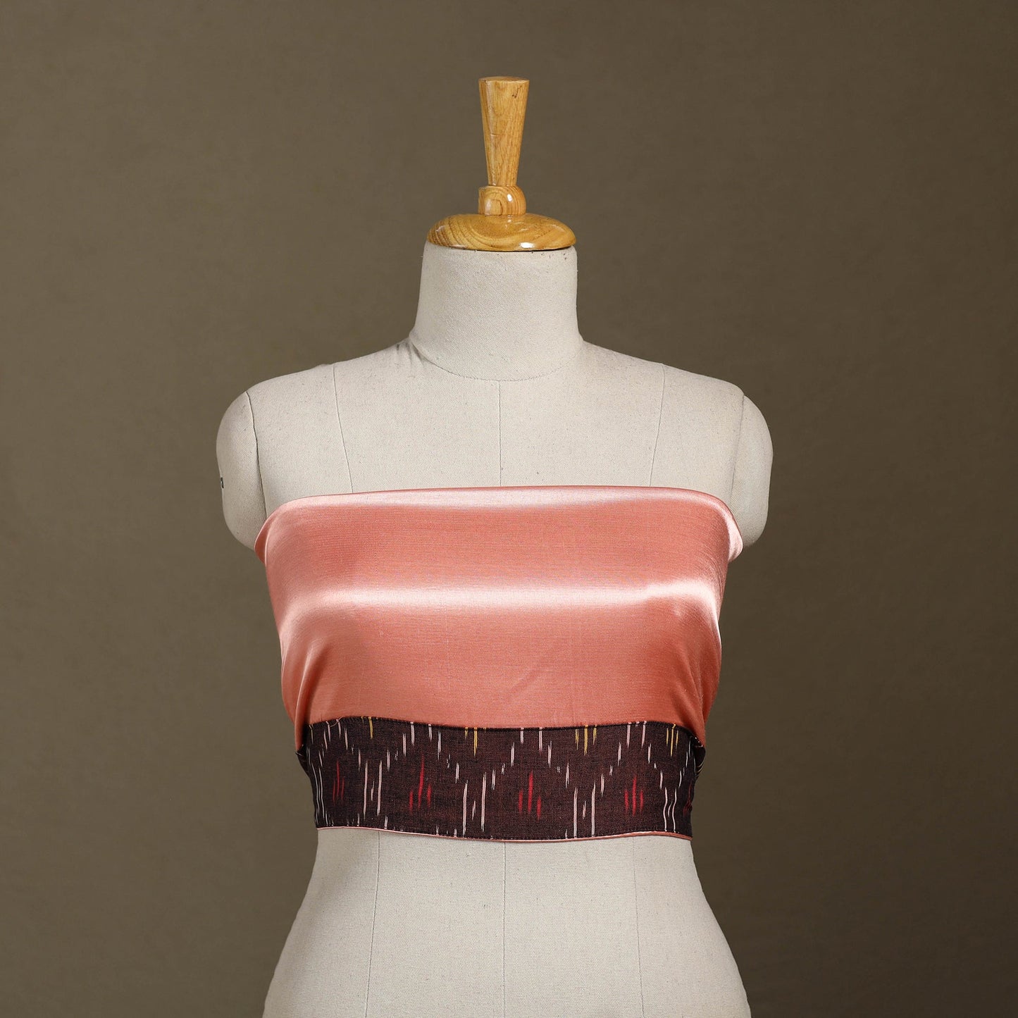 Peach Plain Mashru Silk Blouse Piece