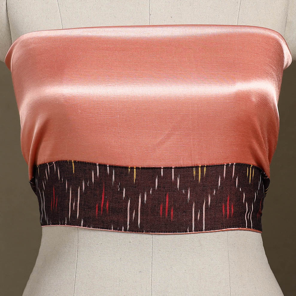 Peach Plain Mashru Silk Blouse Piece