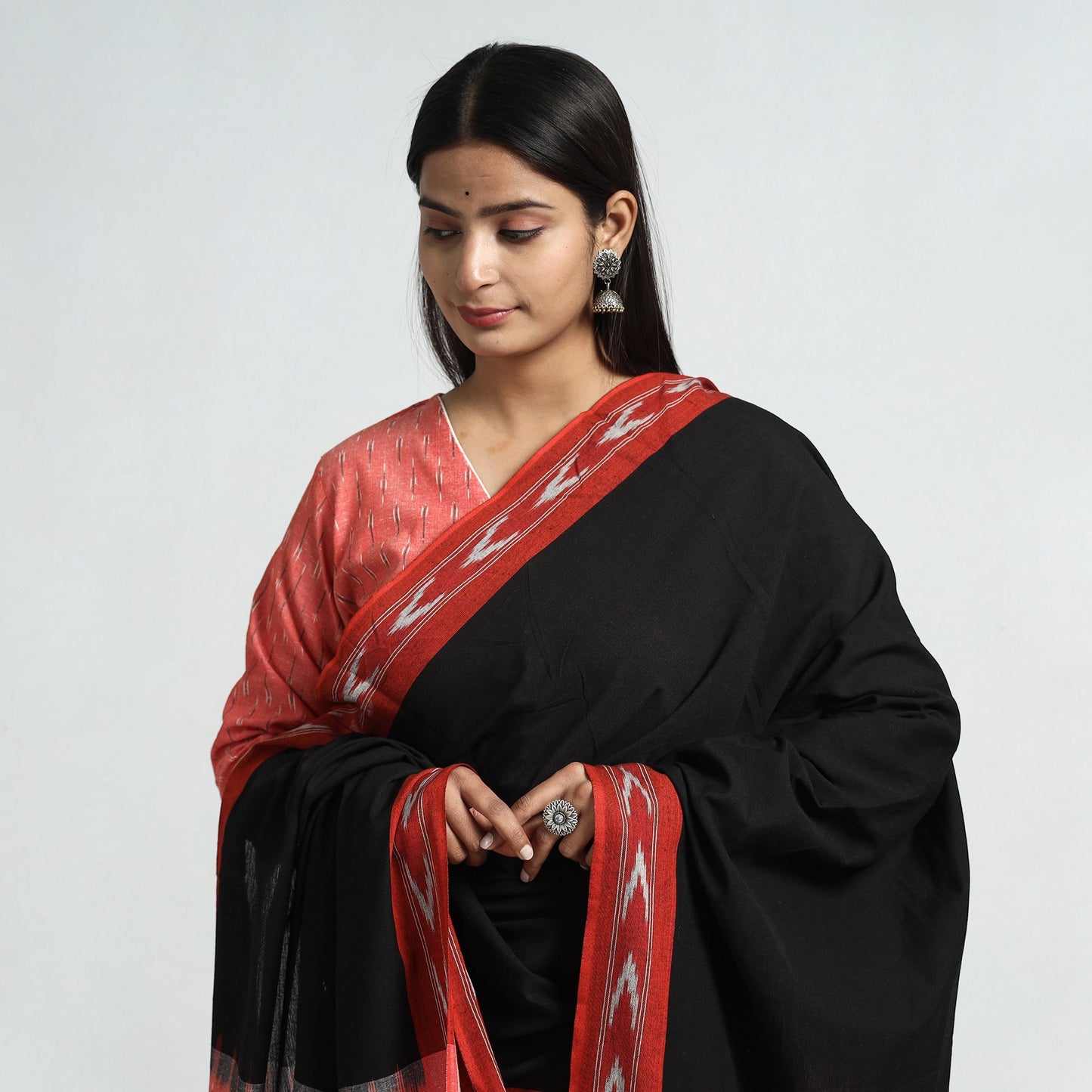 Buy Pochampally Ikat Weave Cotton Kurta with Palazzo & Dupatta Set Online l iTokri.com