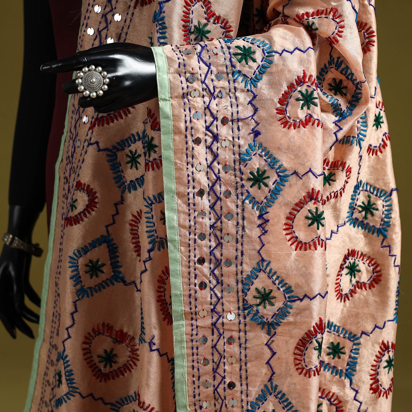 Ranihati chapa work chanderi silk hand embroidery dupatta