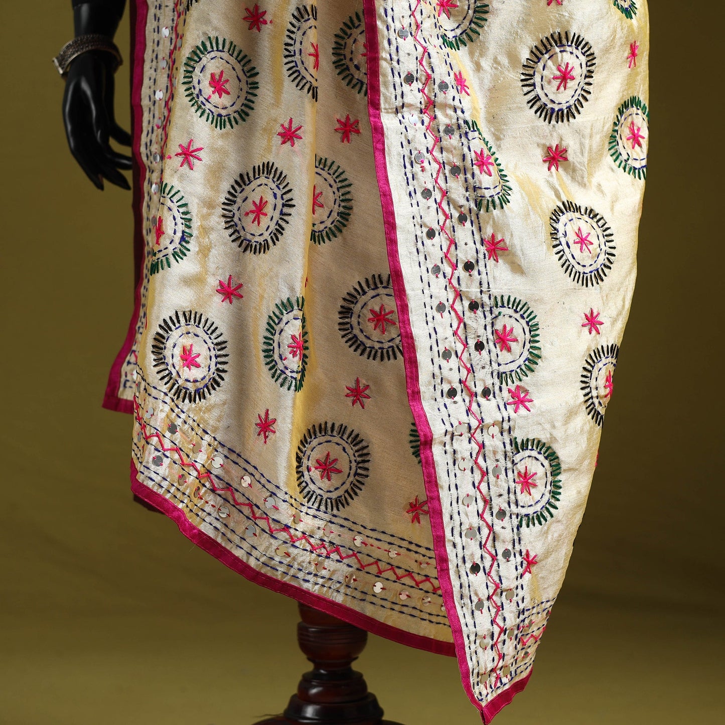 Ranihati chapa work chanderi silk hand embroidery dupatta