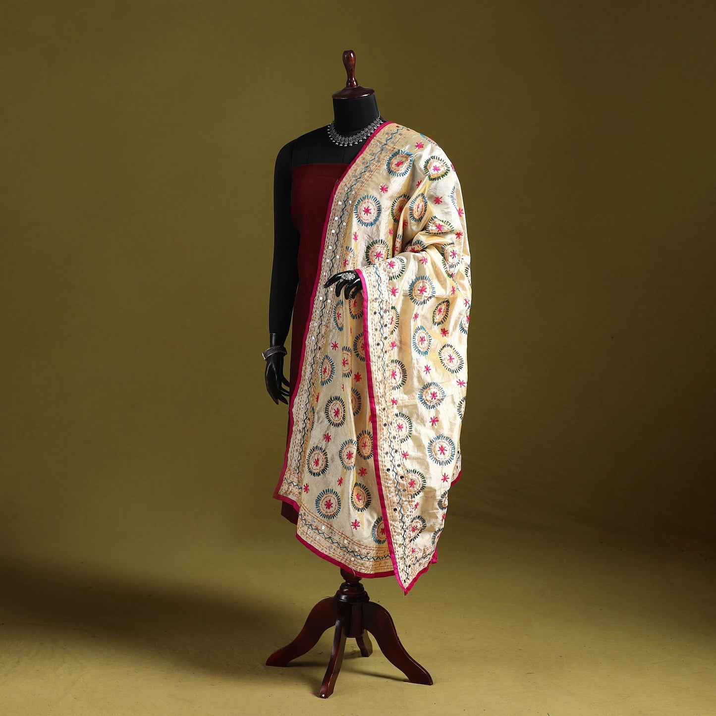 Ranihati chapa work chanderi silk hand embroidery dupatta
