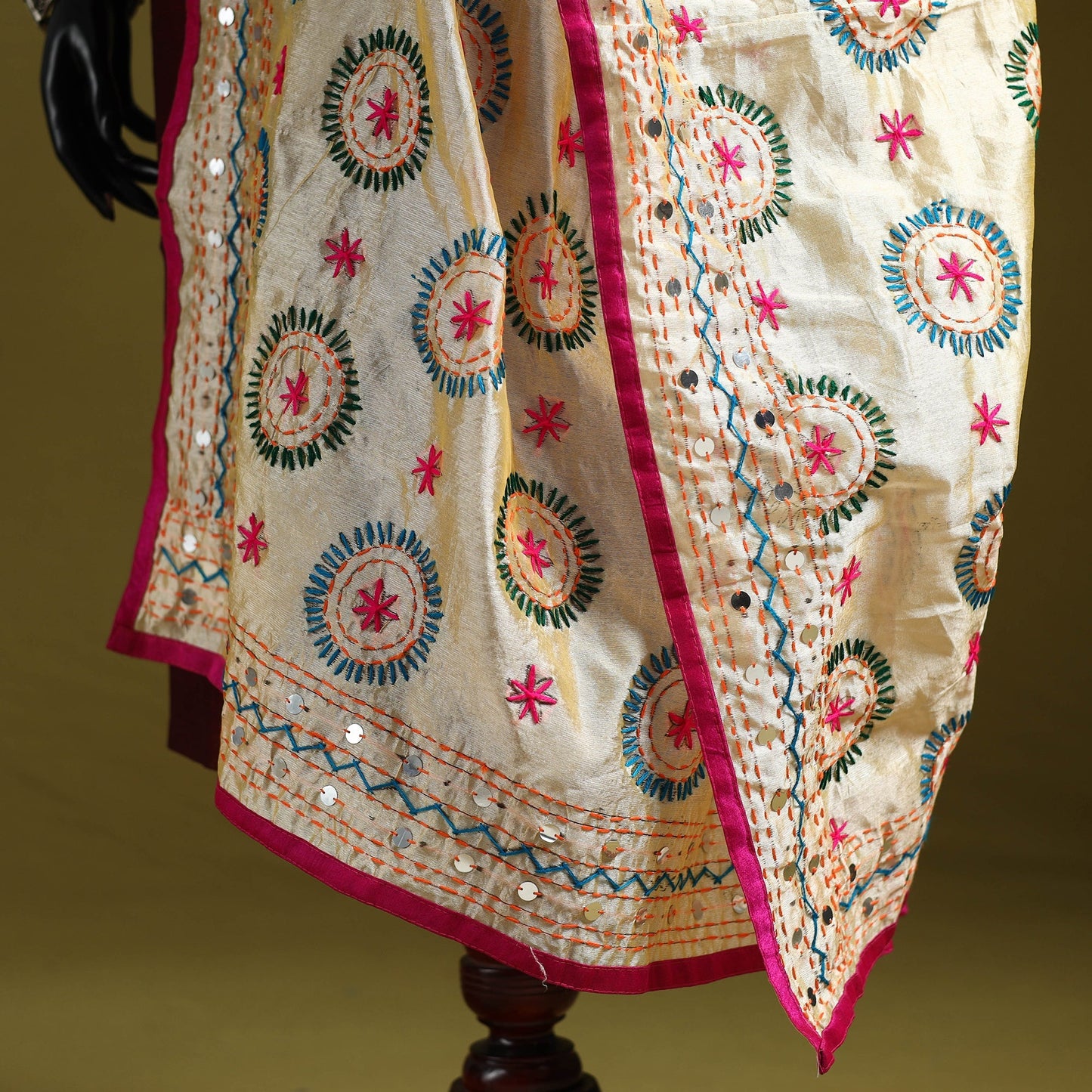 Ranihati chapa work chanderi silk hand embroidery dupatta