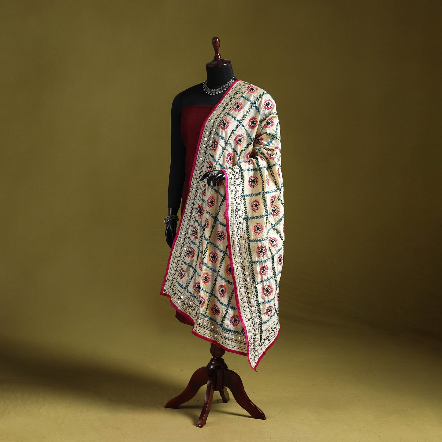 Ranihati chapa work chanderi silk hand embroidery dupatta