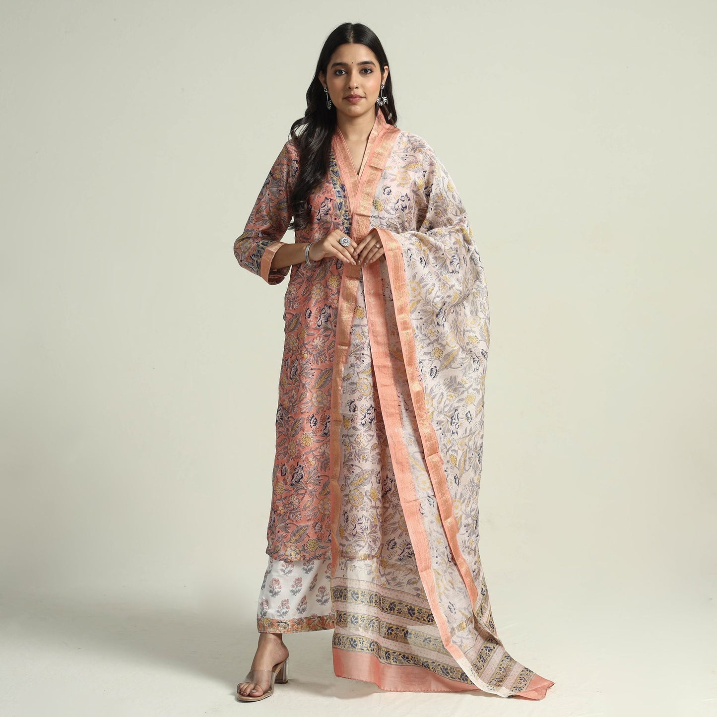 Sanganeri Kurta with Palazzo & Dupatta Set