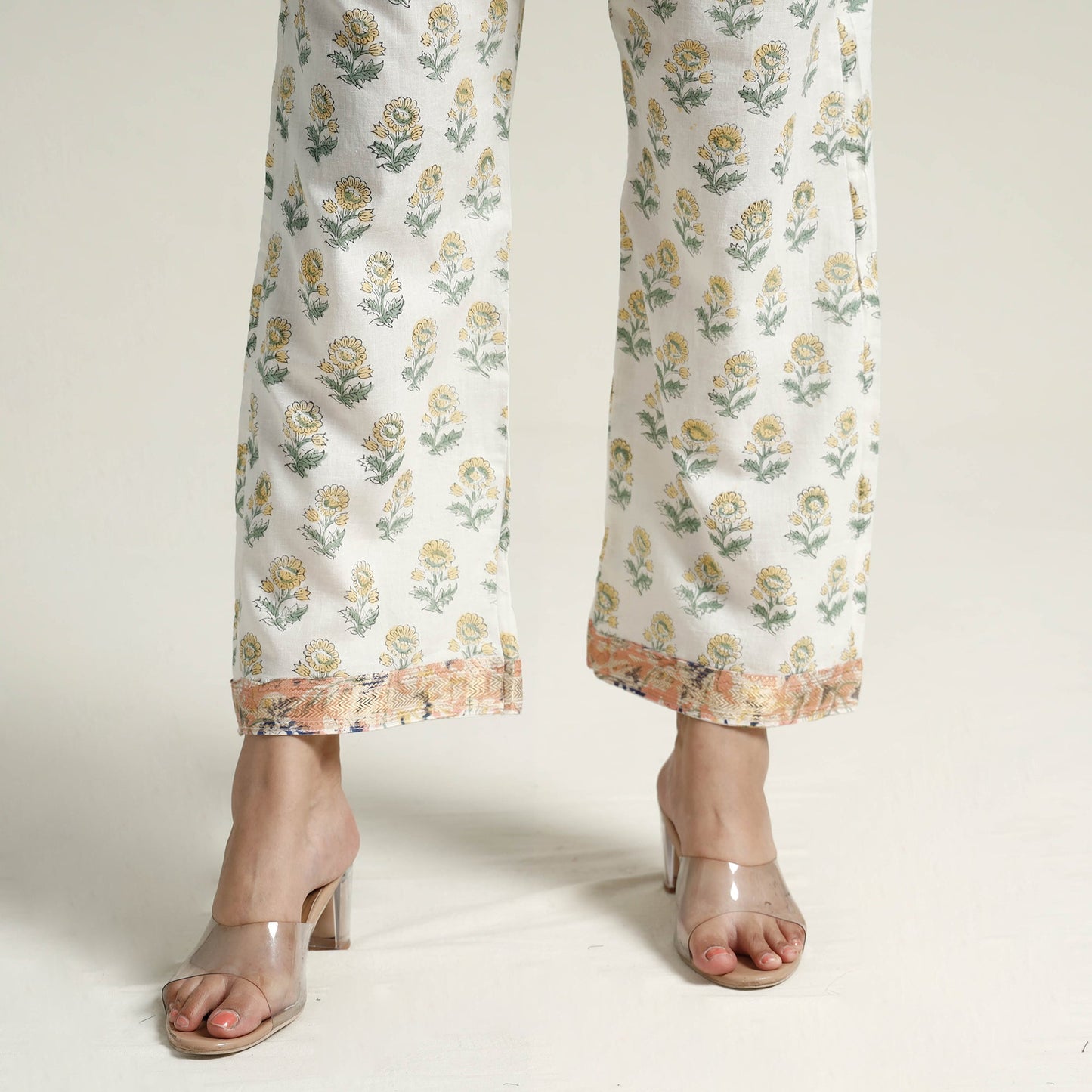 Sanganeri Block Printed Maheshwari Silk Kurta with Palazzo & Dupatta Set Online at iTokri.com