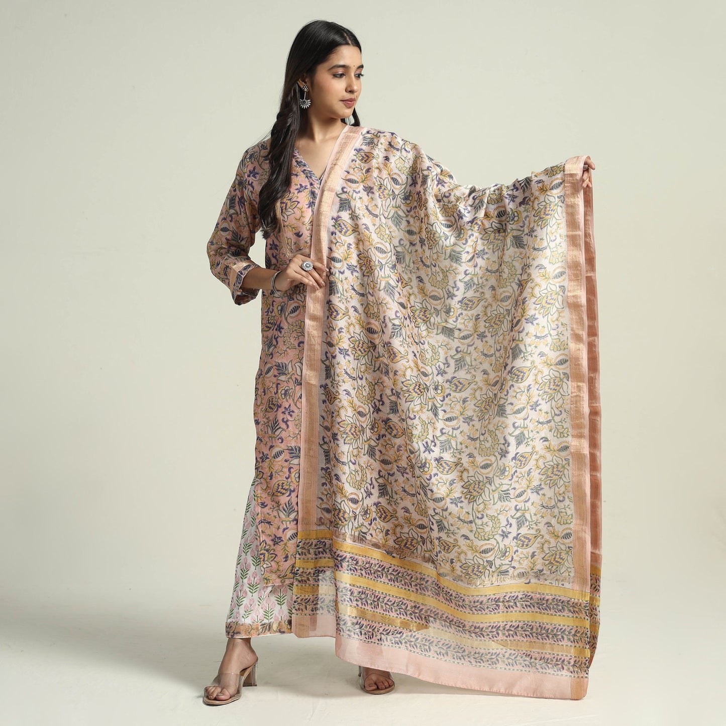 Sanganeri Kurta with Palazzo & Dupatta Set