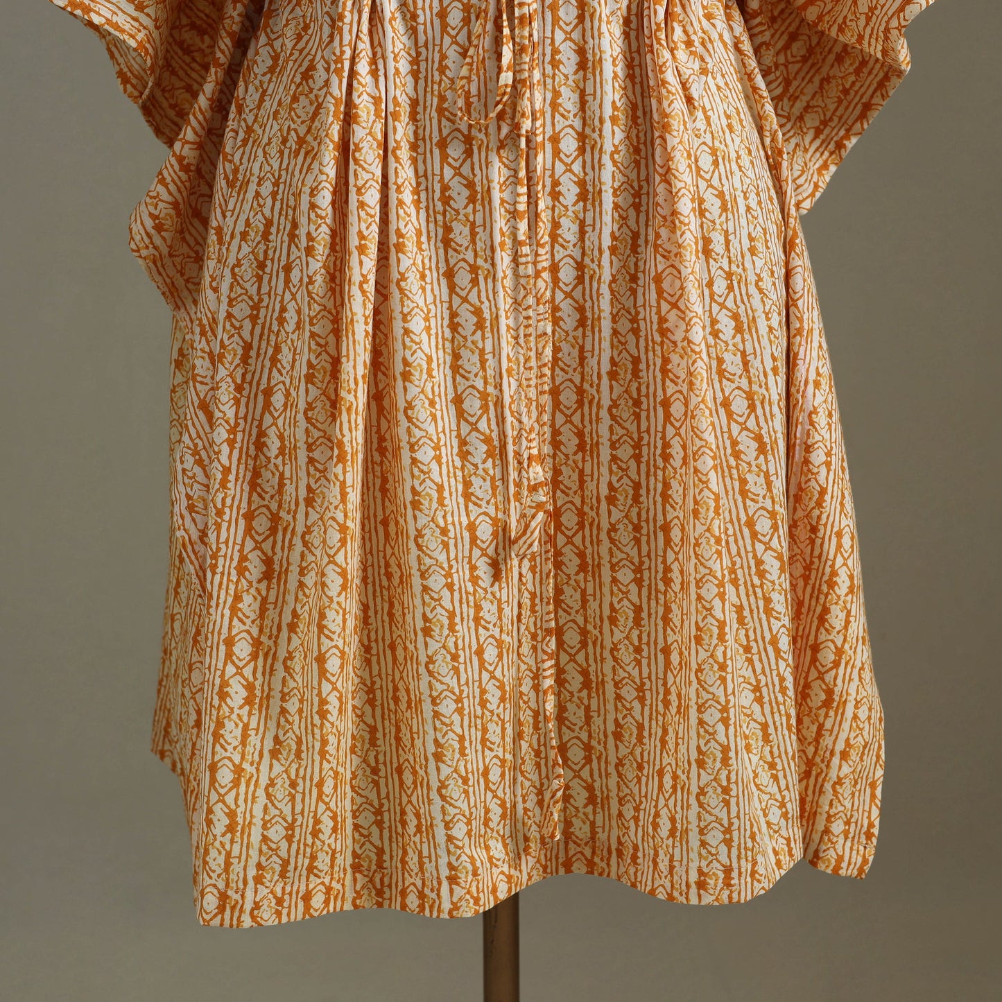 Peach Sanganeri Block Print Cotton Kaftan (Medium)