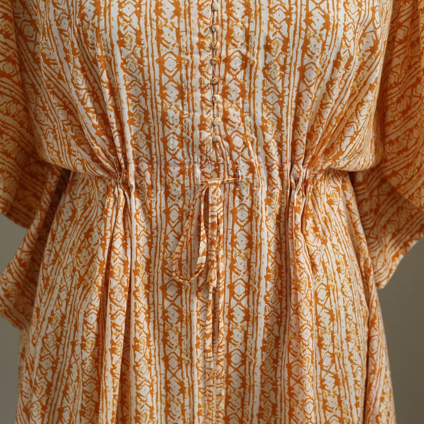 Peach Sanganeri Block Print Cotton Kaftan (Medium)