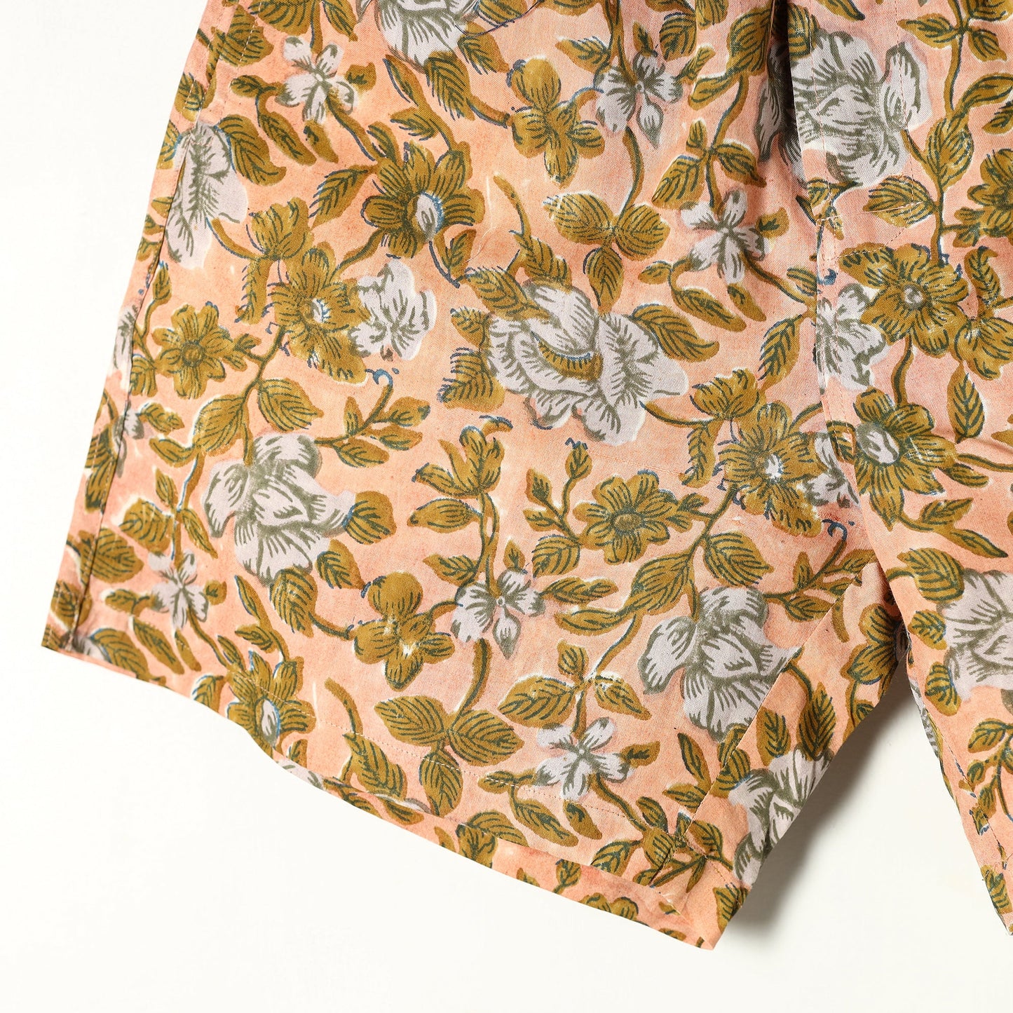 Peach - sanganeri printed cotton unisex boxer/shorts