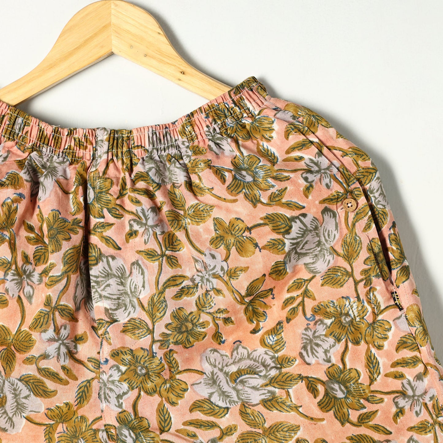 Peach - sanganeri printed cotton unisex boxer/shorts