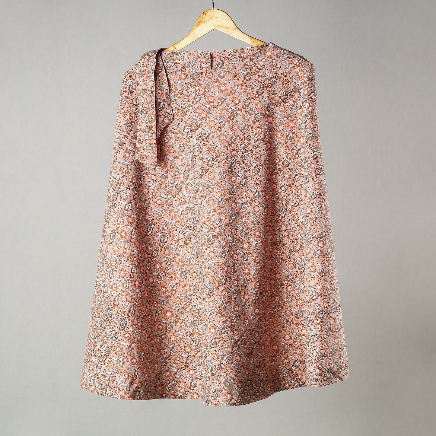 Peach Sanganeri Block Printed Cotton Wrap Around Skirt