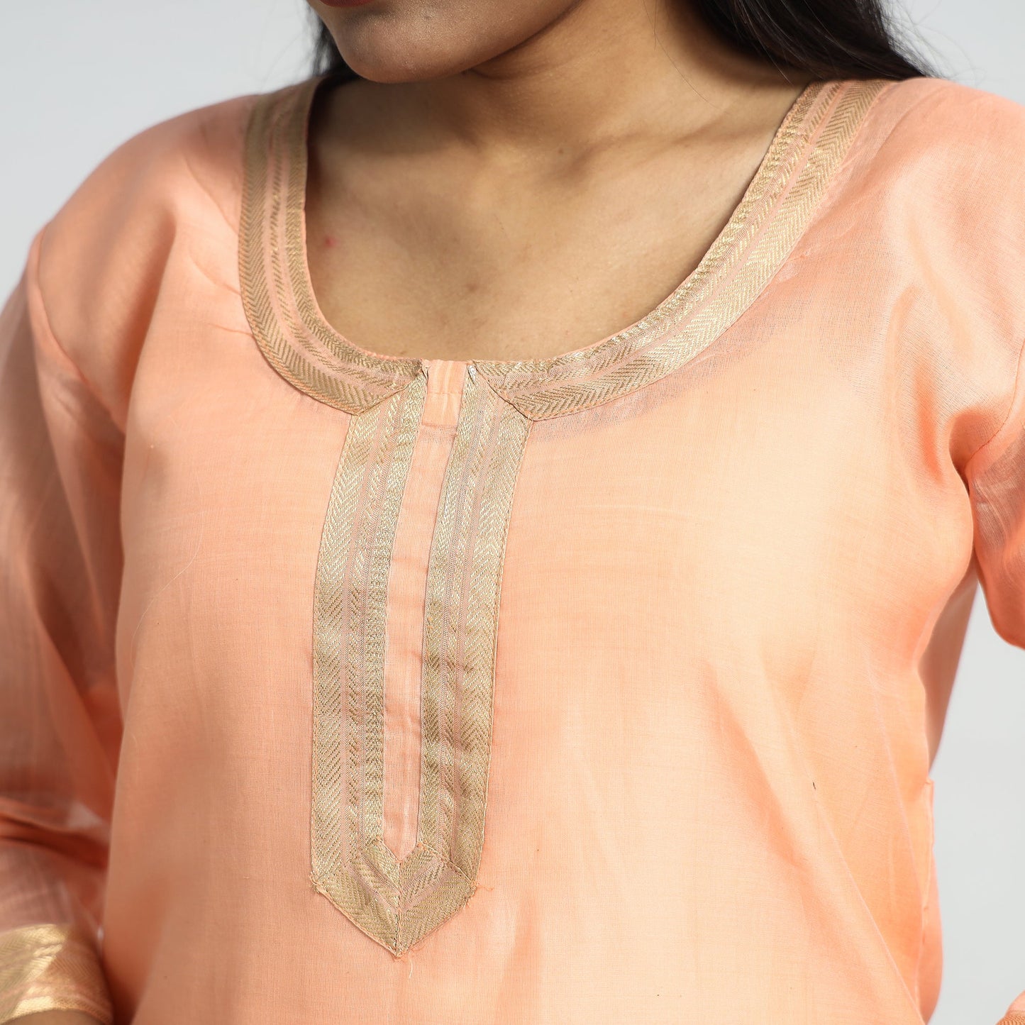 Traditional Maheshwari Handloom Silk Cotton Kurta with Dupatta Set