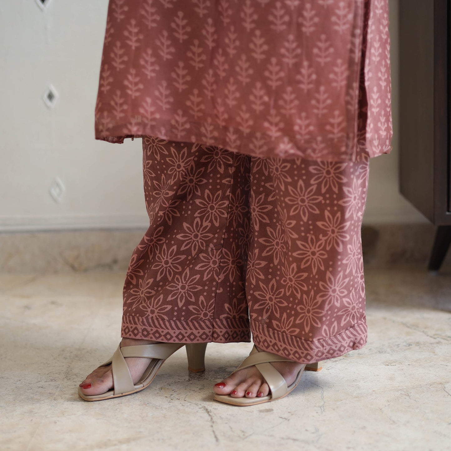 Buy Traditional Maheshwari Silk Bagru Print Kurta Set