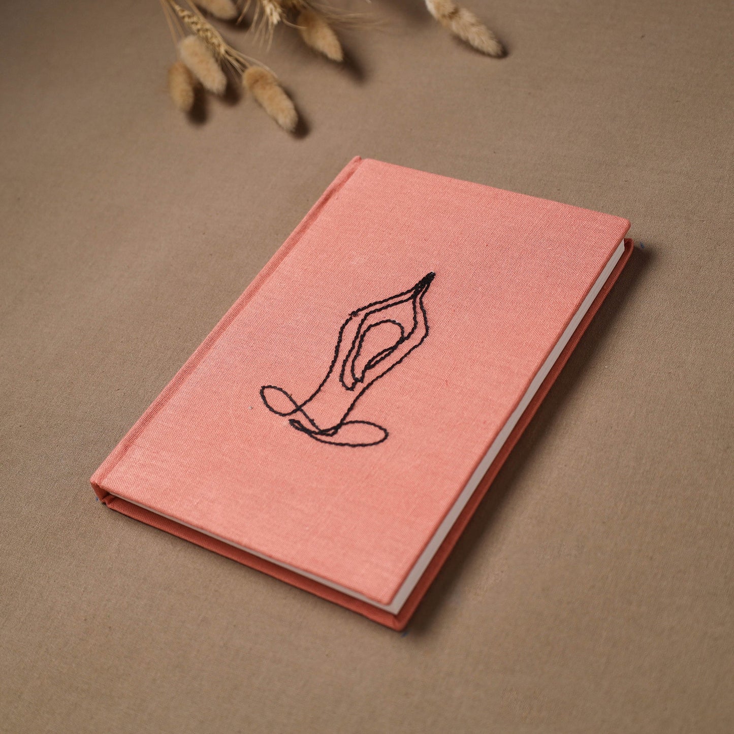 Yoga hand embroidered fabric cover handmade paper journal