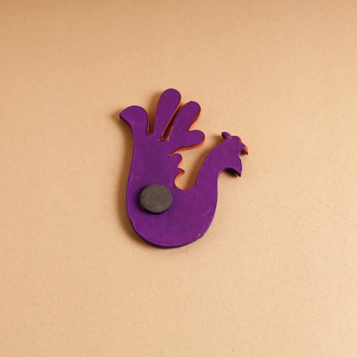 Peacock - Abstract Pastel Handpainted Wooden Magnet