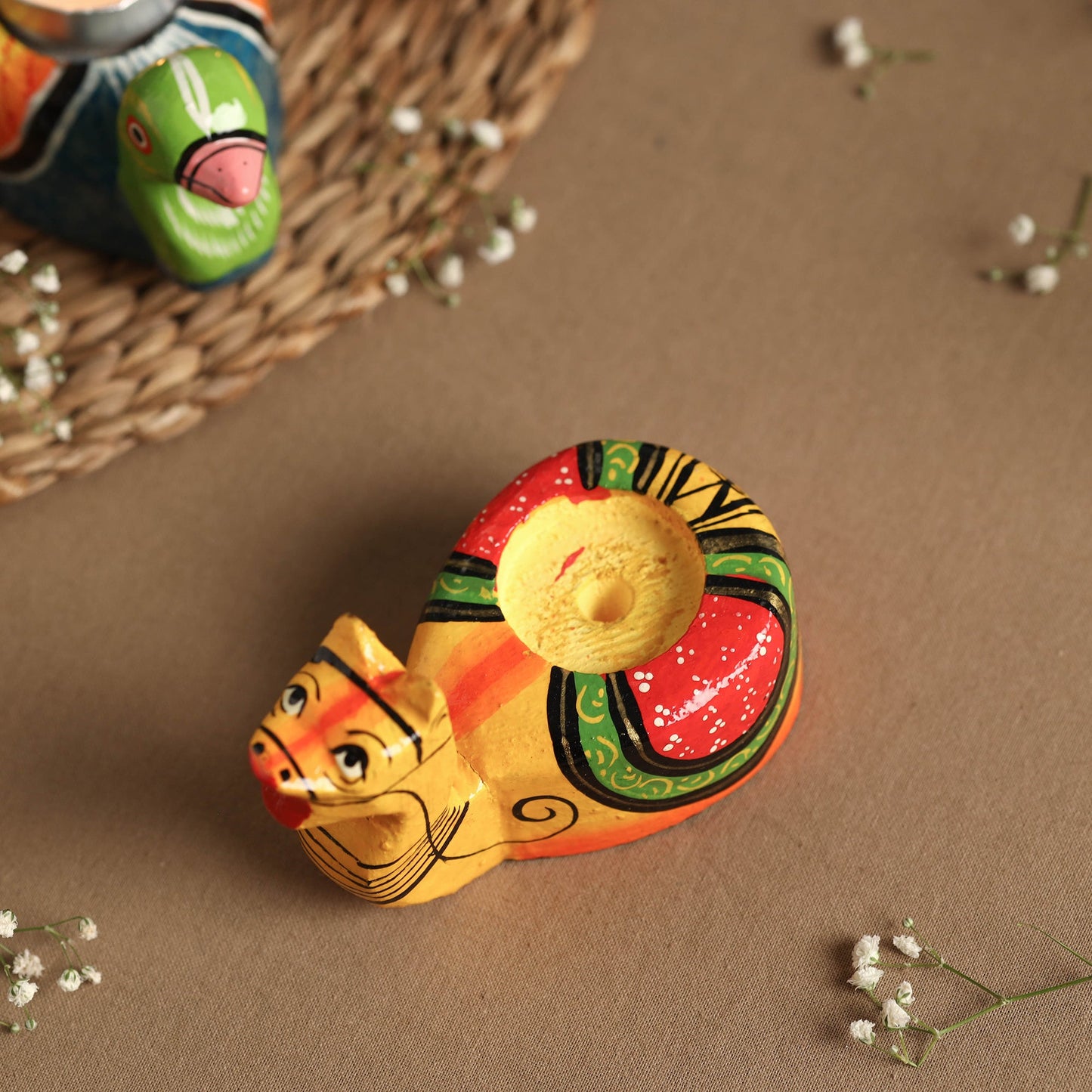 Banaras Handpainted Wooden Candle Holder