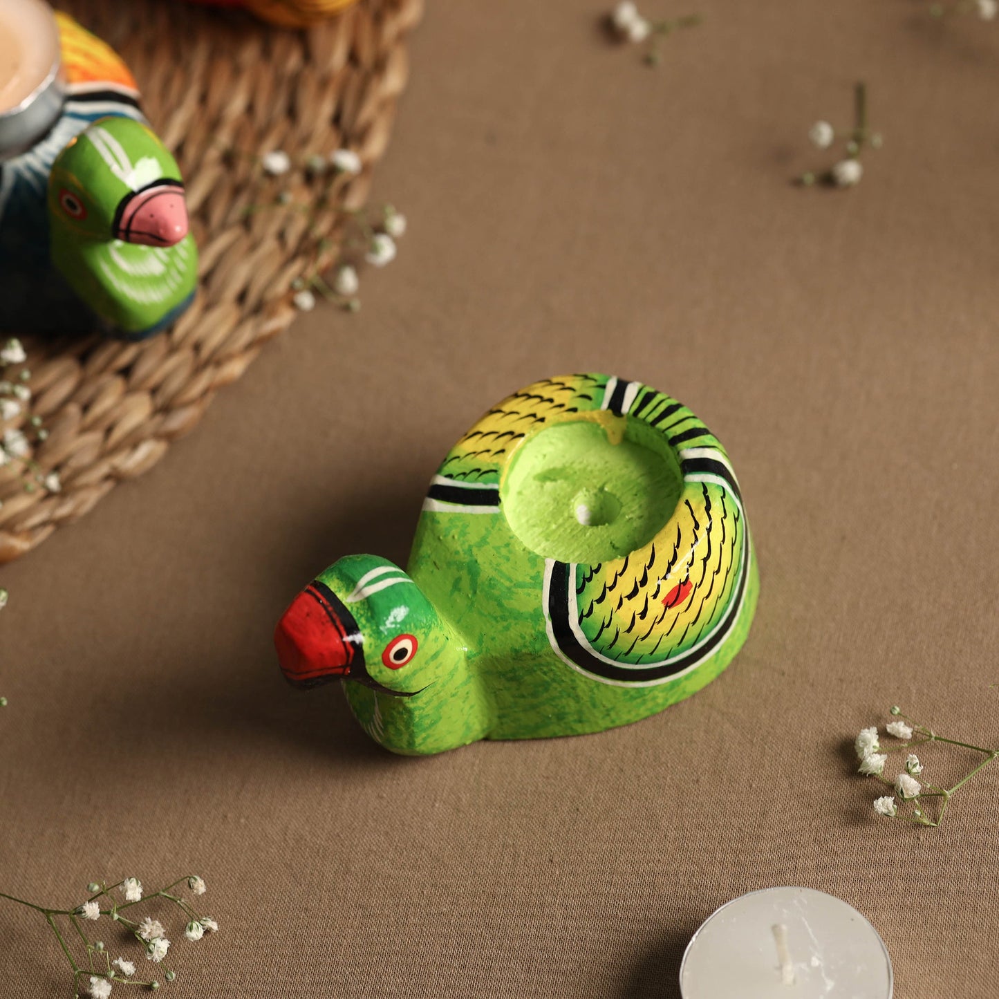 Banaras Handpainted Wooden Candle Holder