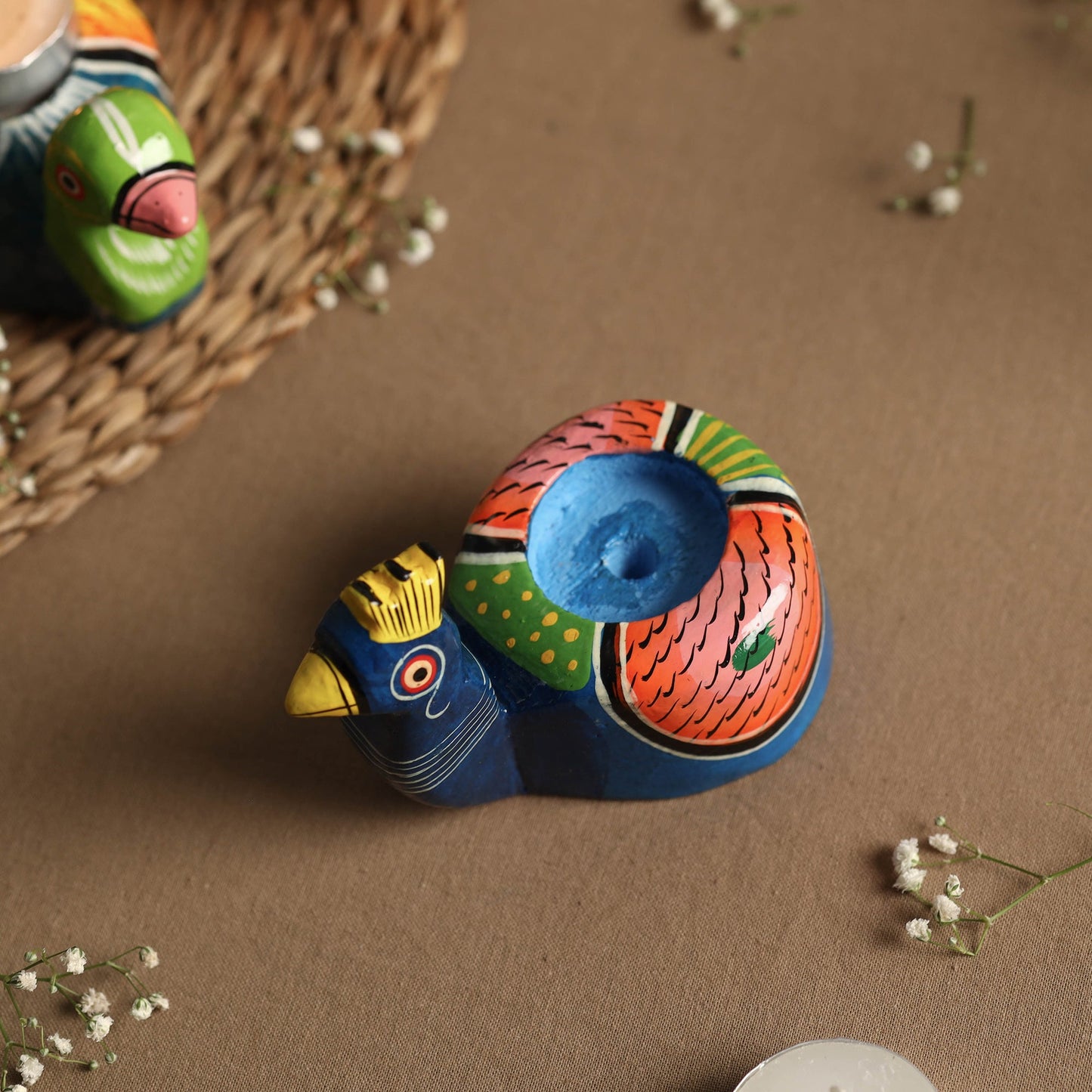 Banaras Handpainted Wooden Candle Holder
