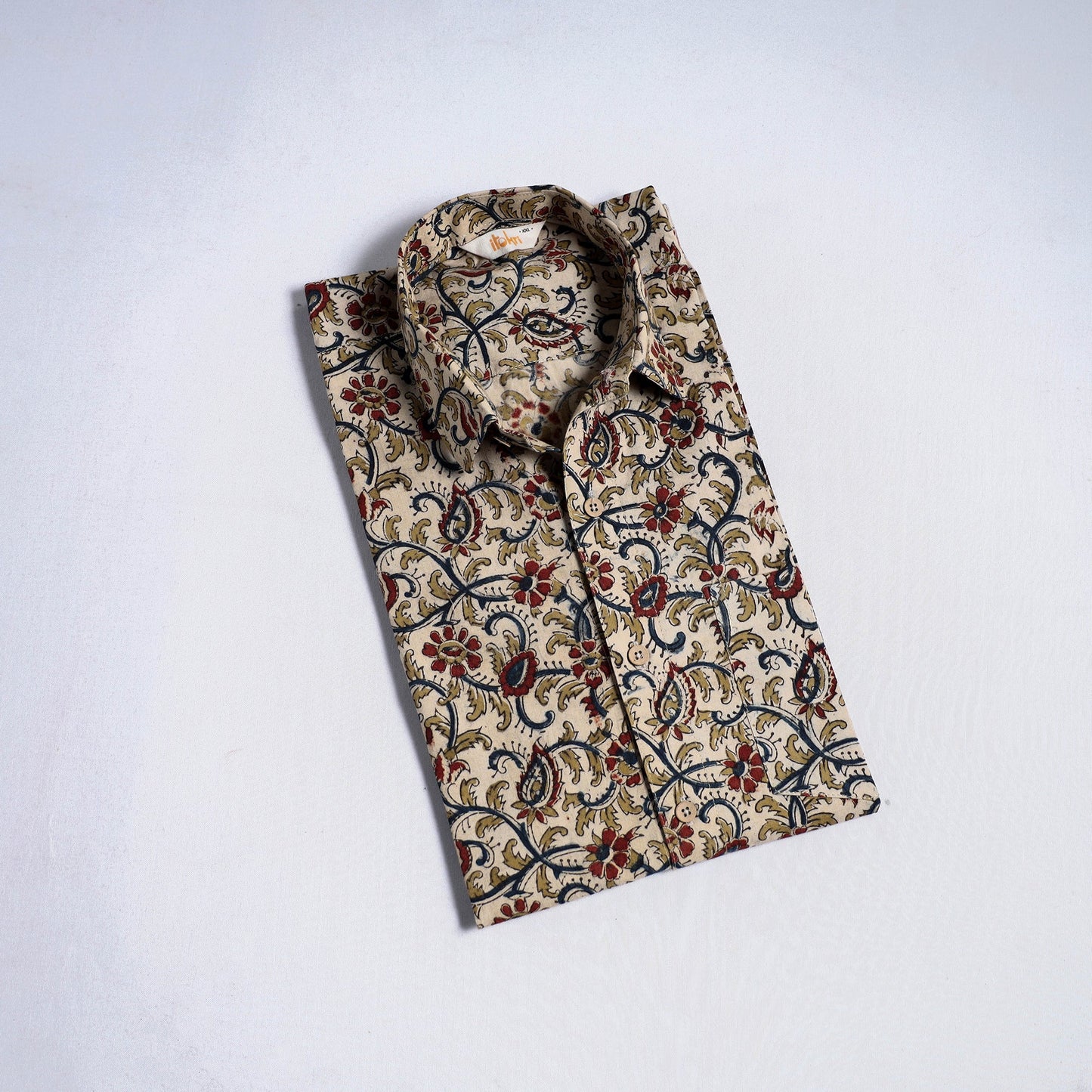 Pedana hand block print natural dyed cotton half sleeve men