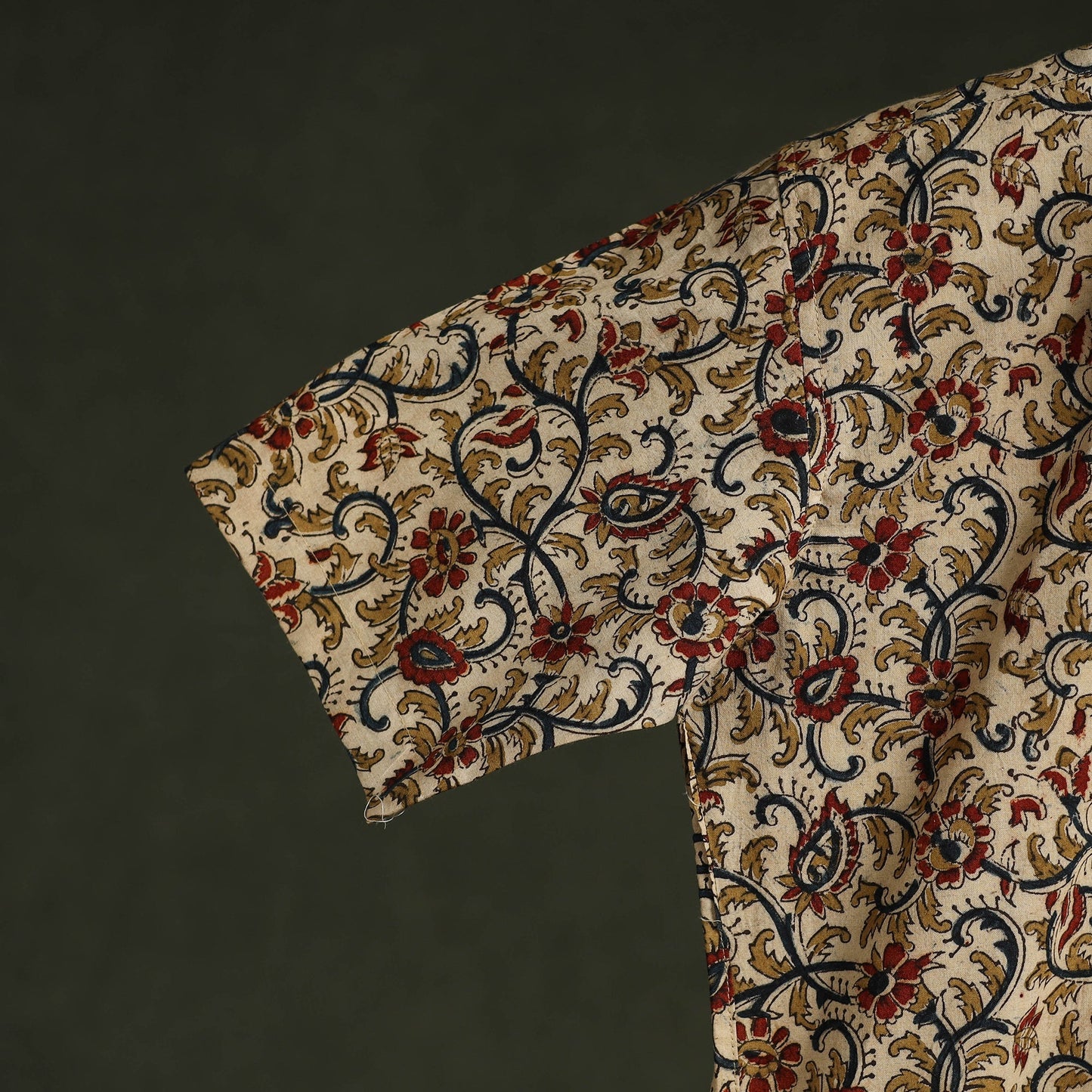 Pedana hand block print natural dyed cotton half sleeve men