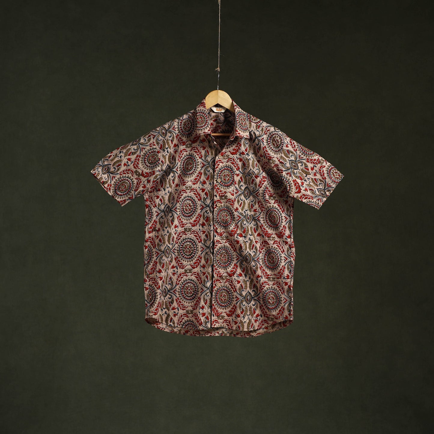 Pedana hand block print natural dyed cotton half sleeve men