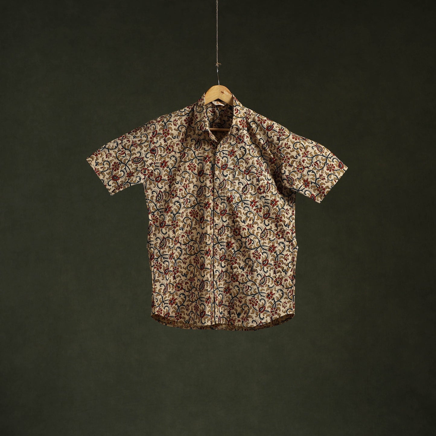 Pedana hand block print natural dyed cotton half sleeve men