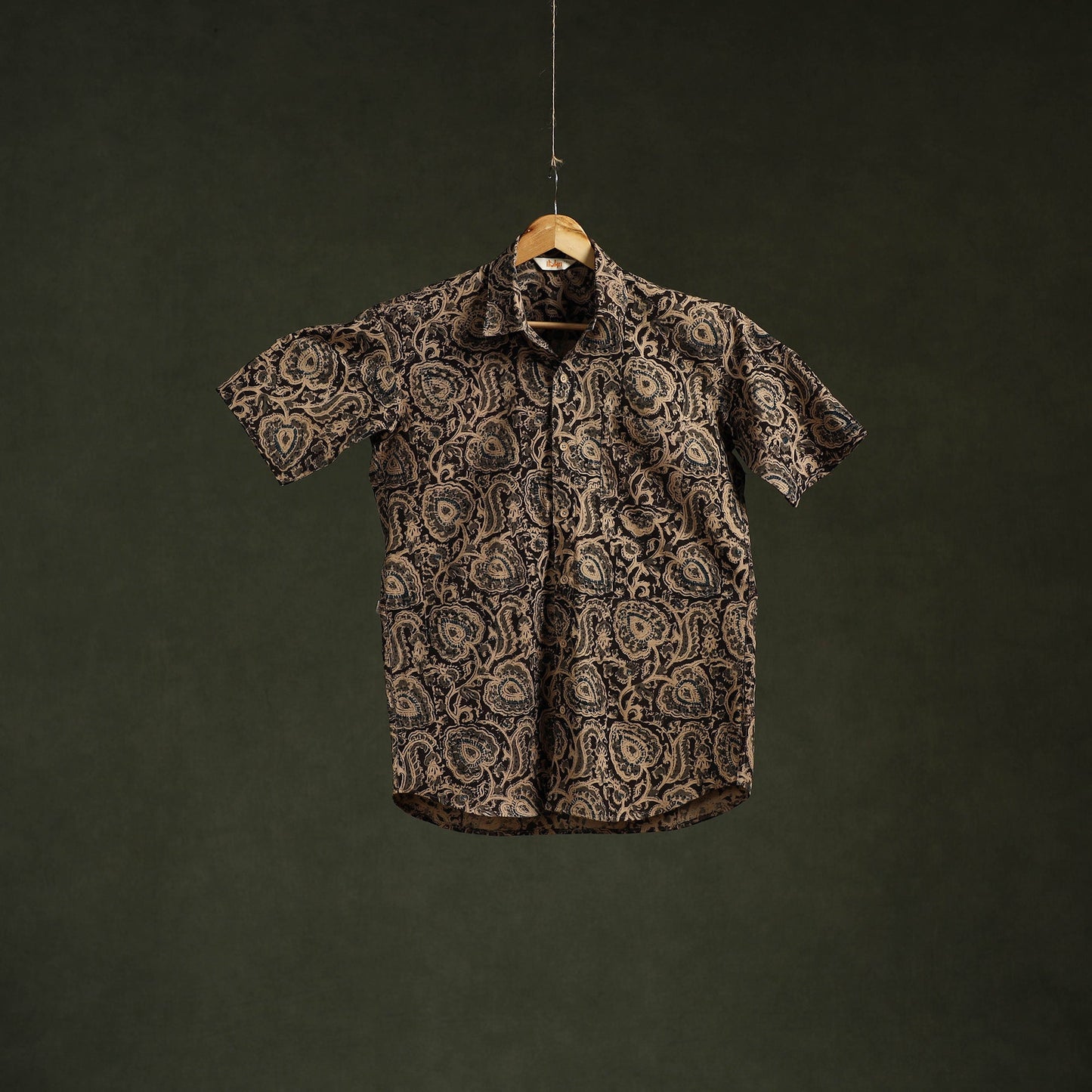 Pedana hand block print natural dyed cotton half sleeve men