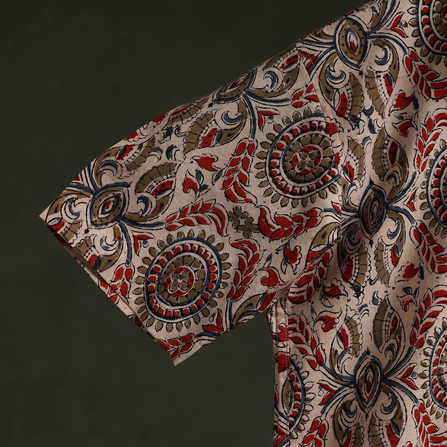 Pedana hand block print natural dyed cotton half sleeve men