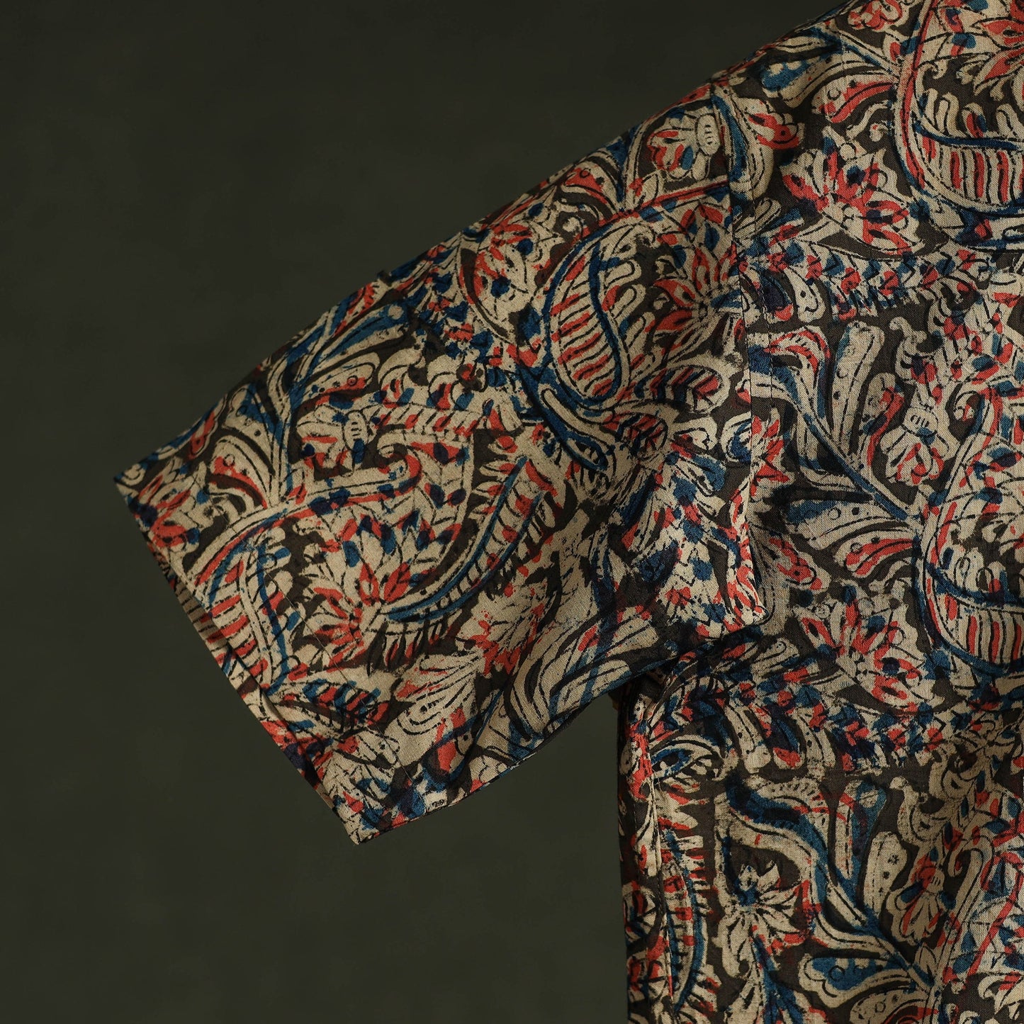 Pedana hand block print natural dyed cotton half sleeve men