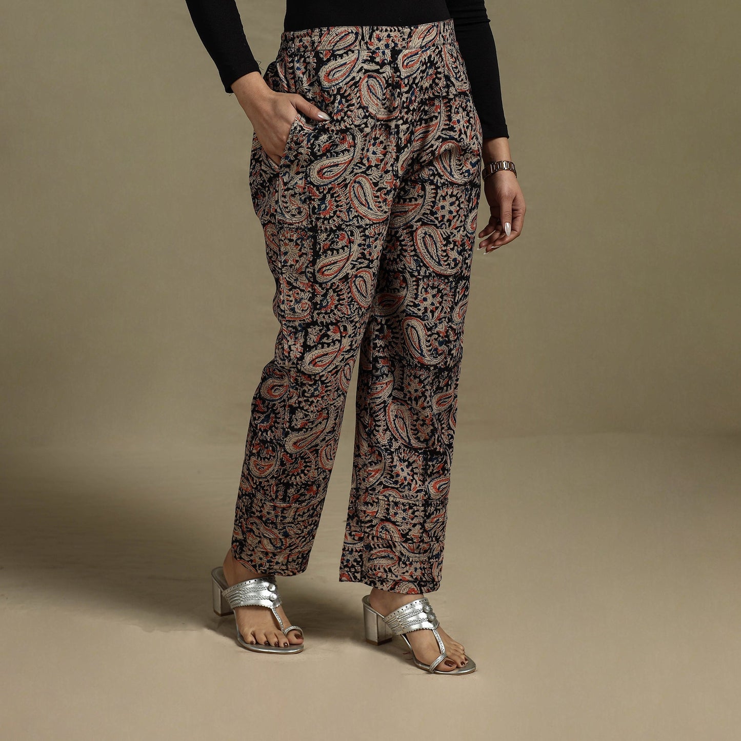 Pedana hand natural dyed cotton kalamkari pant 28
