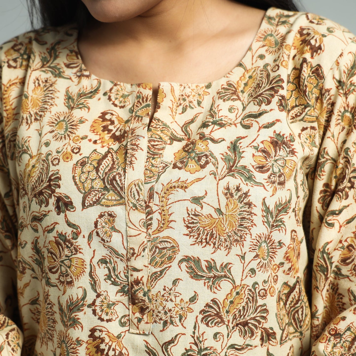 Pedana kalamkari block printed cotton co-ord set