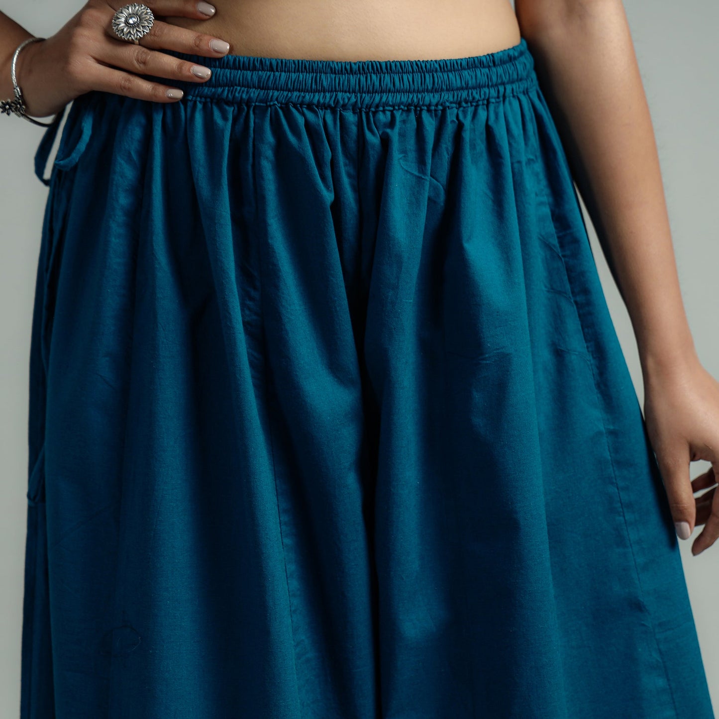 Persian blue - plain dyed cotton flared palazzo