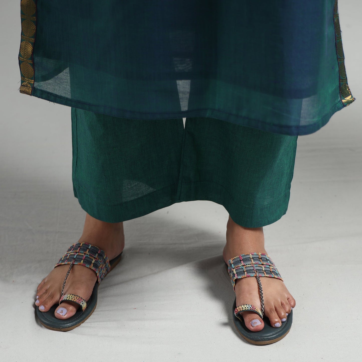 Persian green - dharwad cotton kurta with palazzo & dupatta