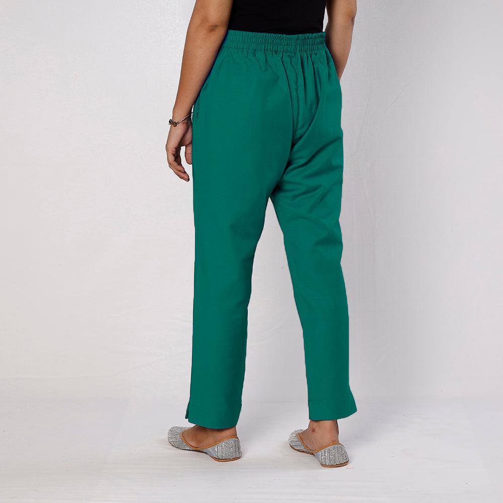 Persian Green Flex Cotton Tapered Casual Pant for Women Online l iTokri.com