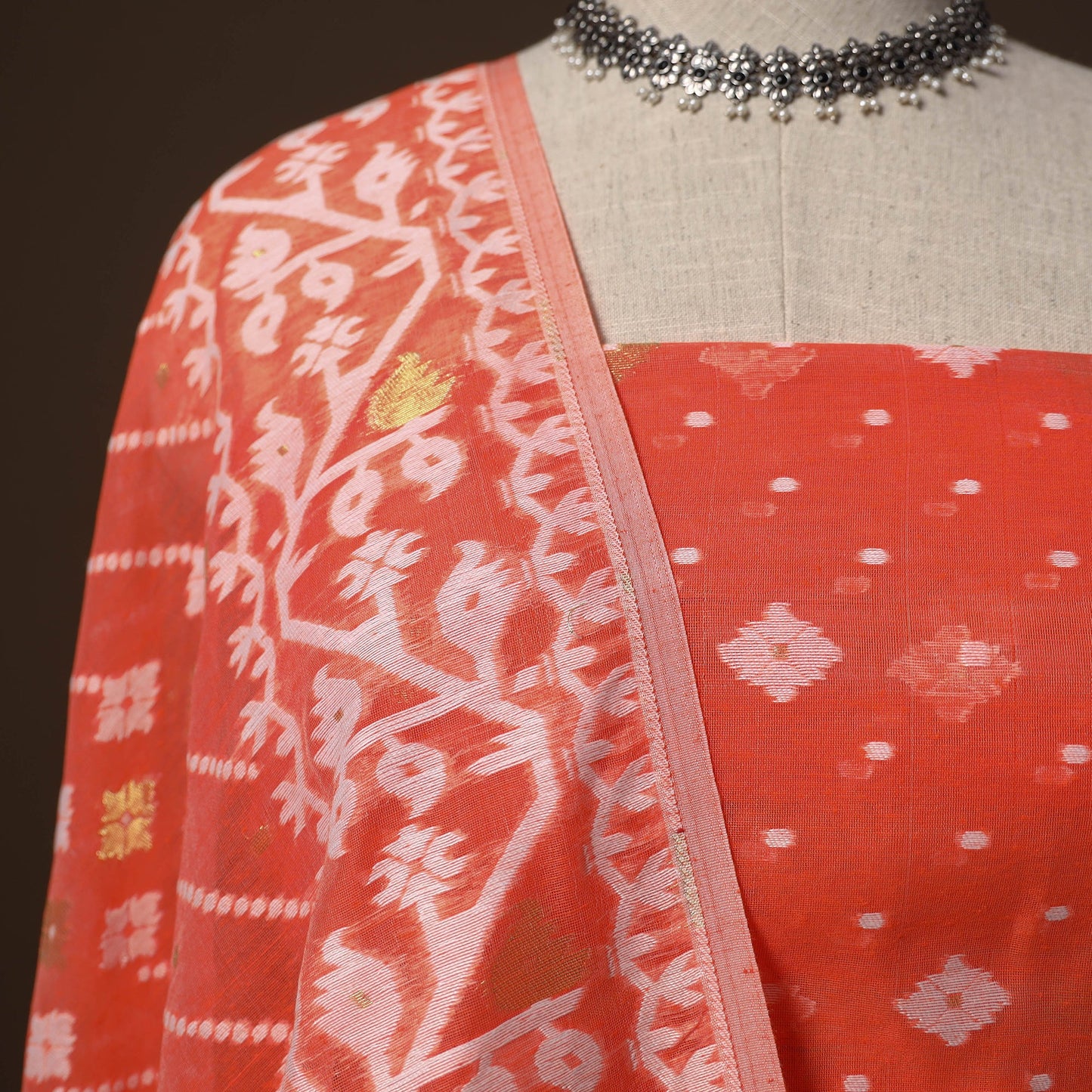 Phulia jamdani silk cotton 2pc unstitched dress material