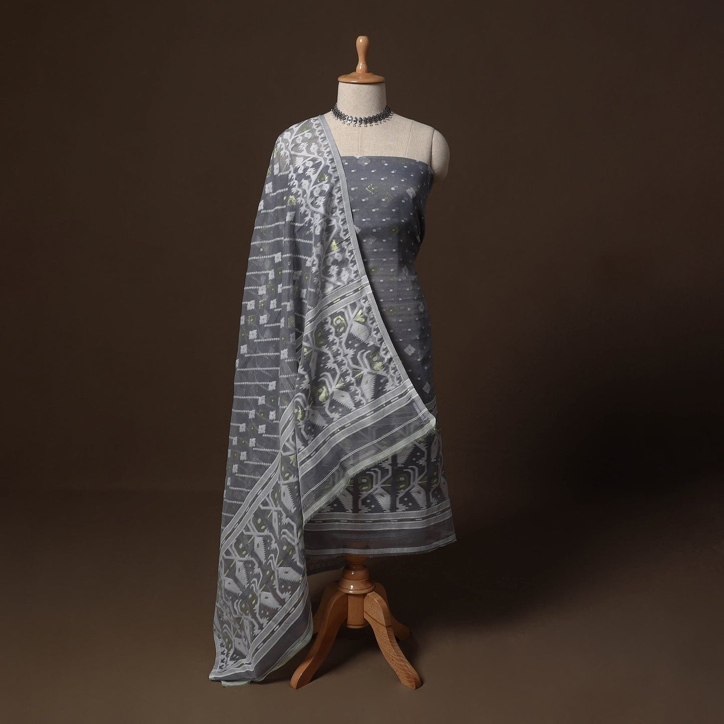 Phulia jamdani silk cotton 2pc unstitched dress material