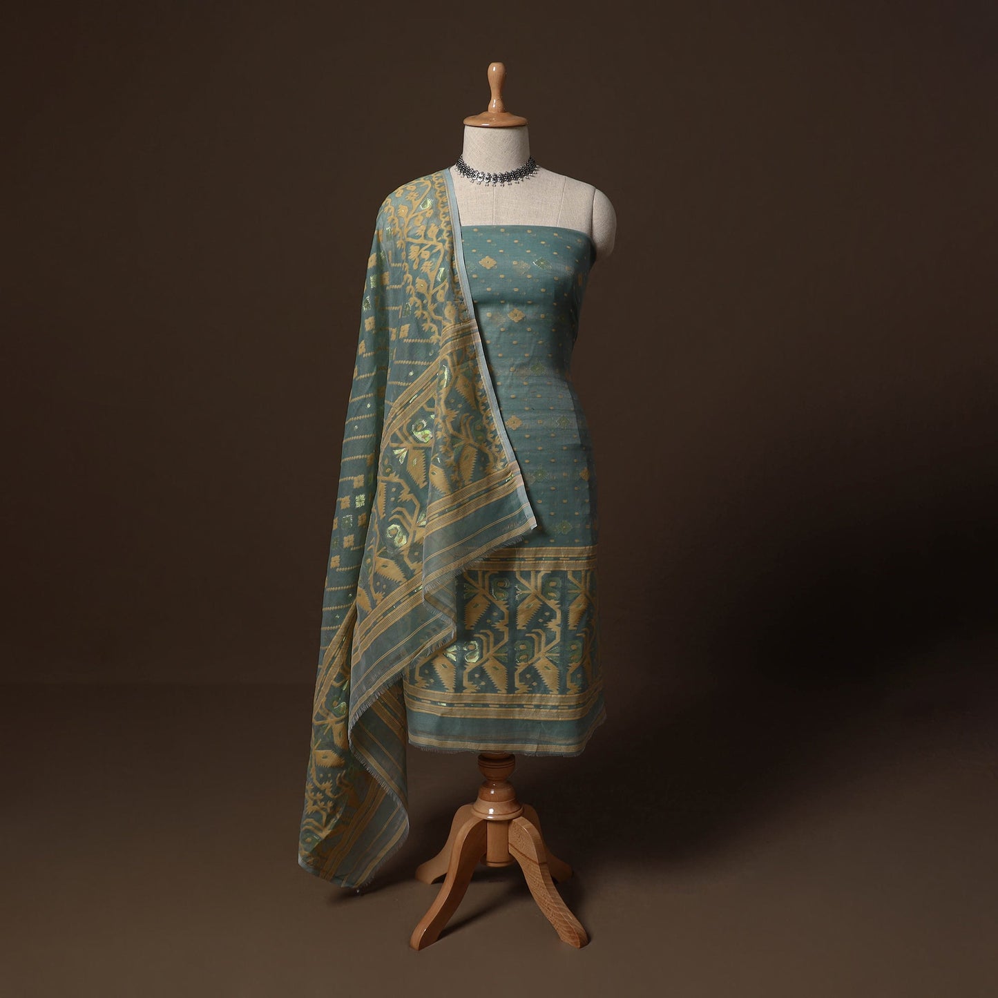 Phulia jamdani silk cotton 2pc unstitched dress material