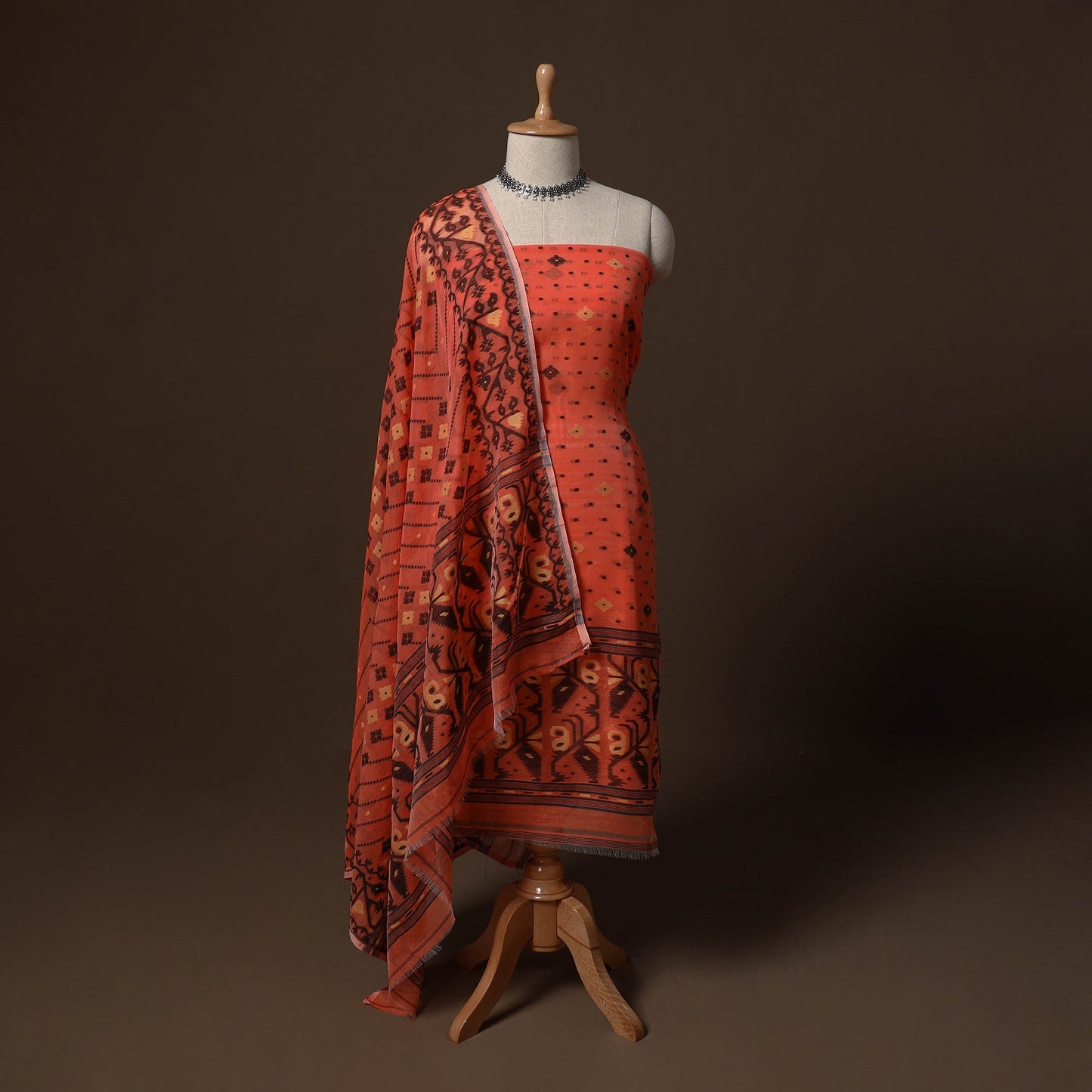 Phulia jamdani silk cotton 2pc unstitched dress material