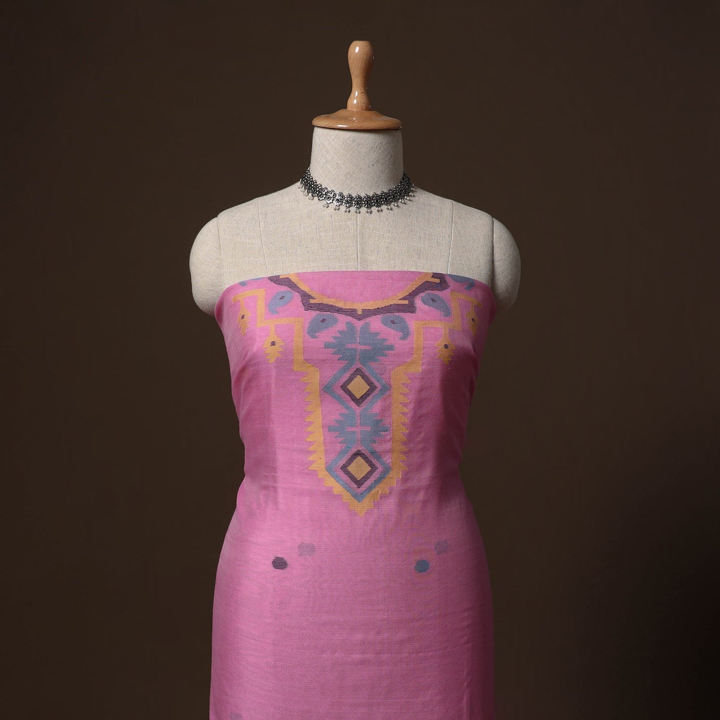 Phulia jamdani weave handloom silk cotton unstitched kurta