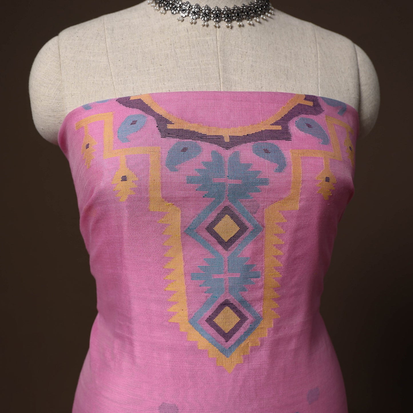Phulia jamdani weave handloom silk cotton unstitched kurta