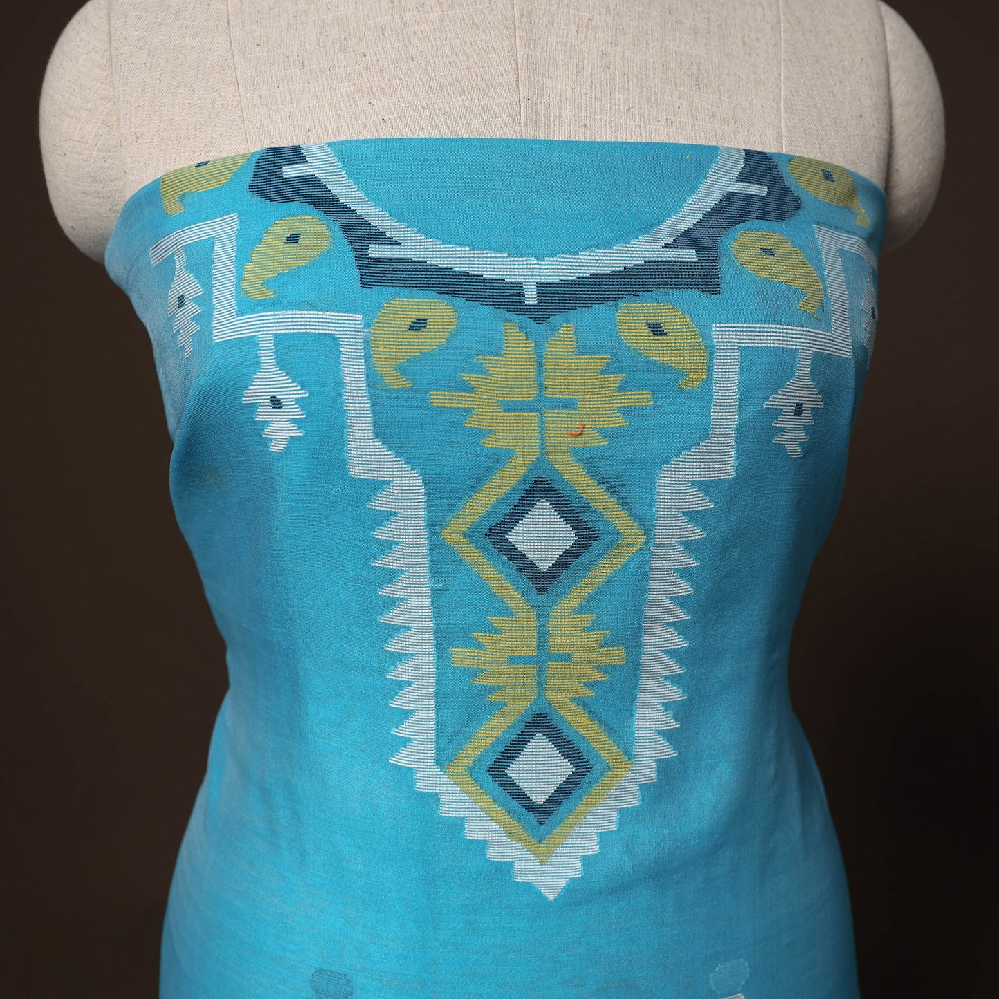 Phulia jamdani weave handloom silk cotton unstitched kurta