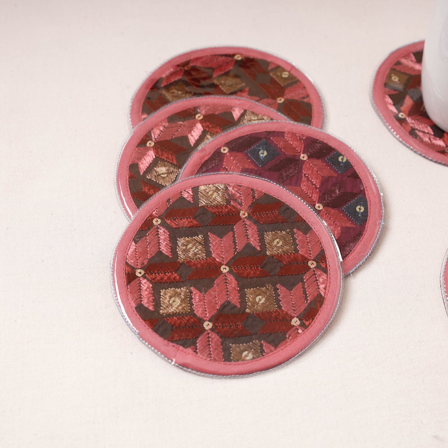 Phulkari Hand Embroidery Laminated Coasters