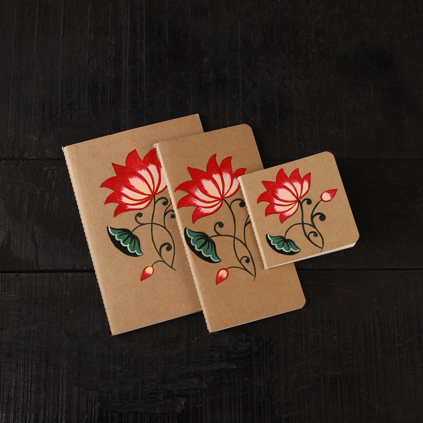 Pichwai handpainted handmade paper diaries (set of 3) 20