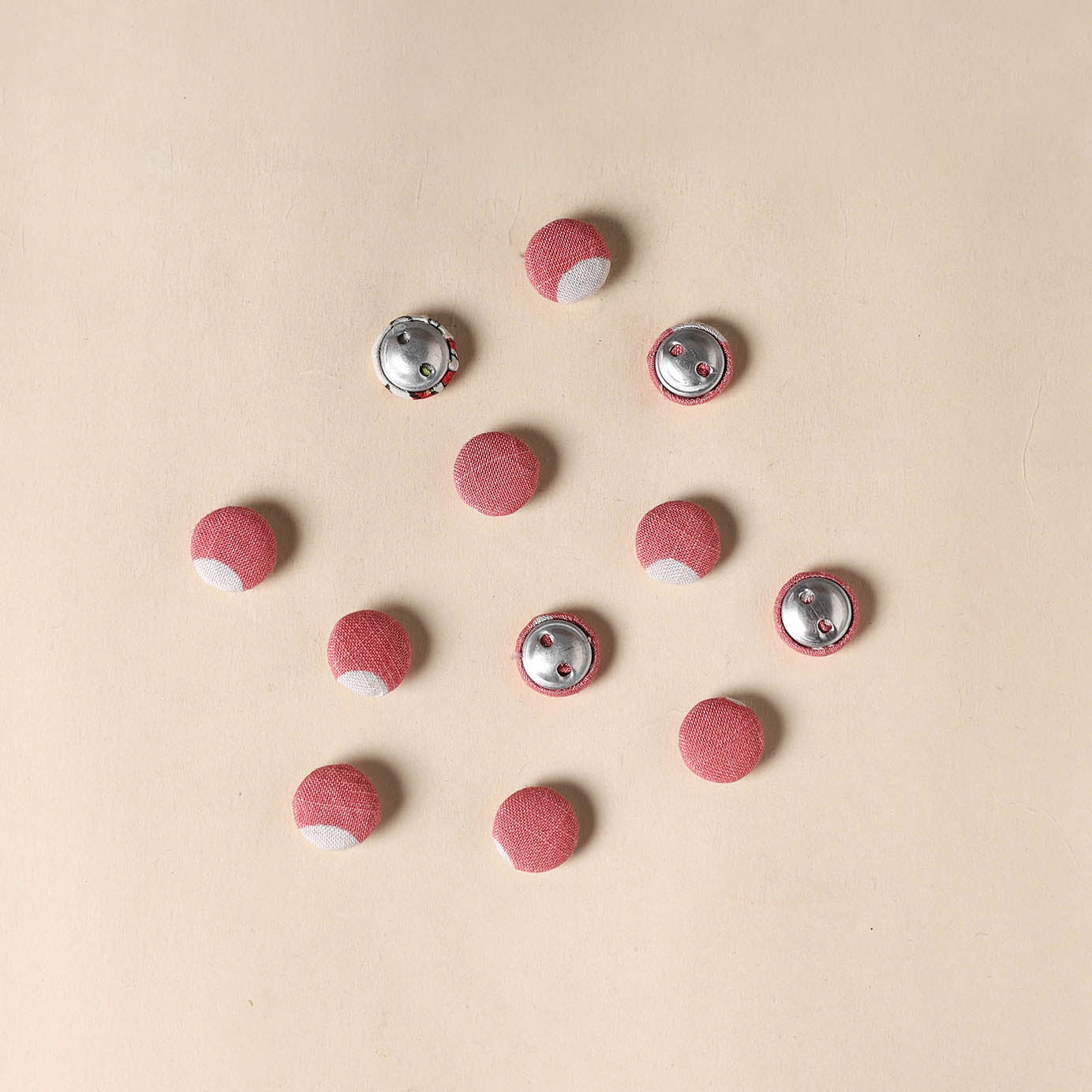 Pink Handmade Fabric Button Set Small at iTokri