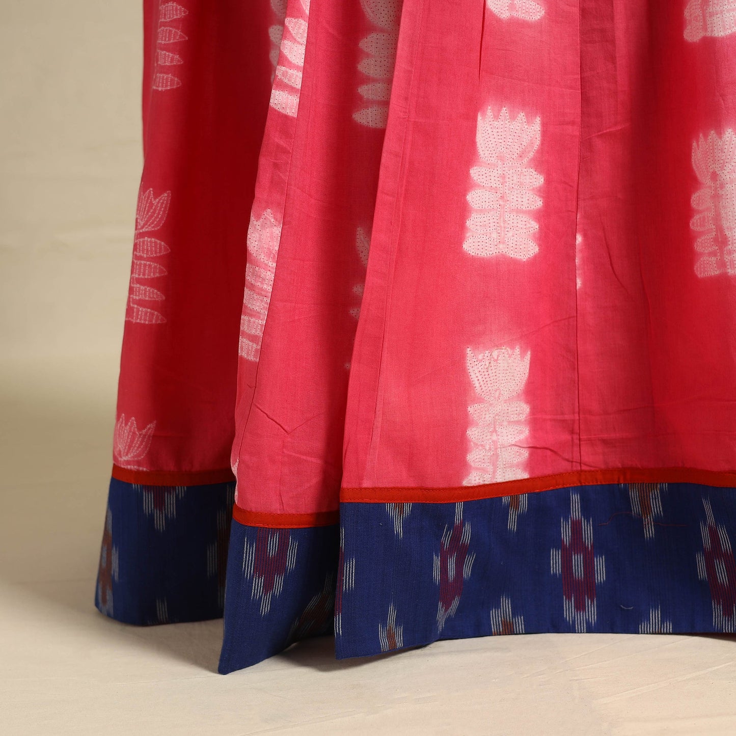 24 Kali Pink Patchwork Cotton Long Shibori Tie-Dye Skirt